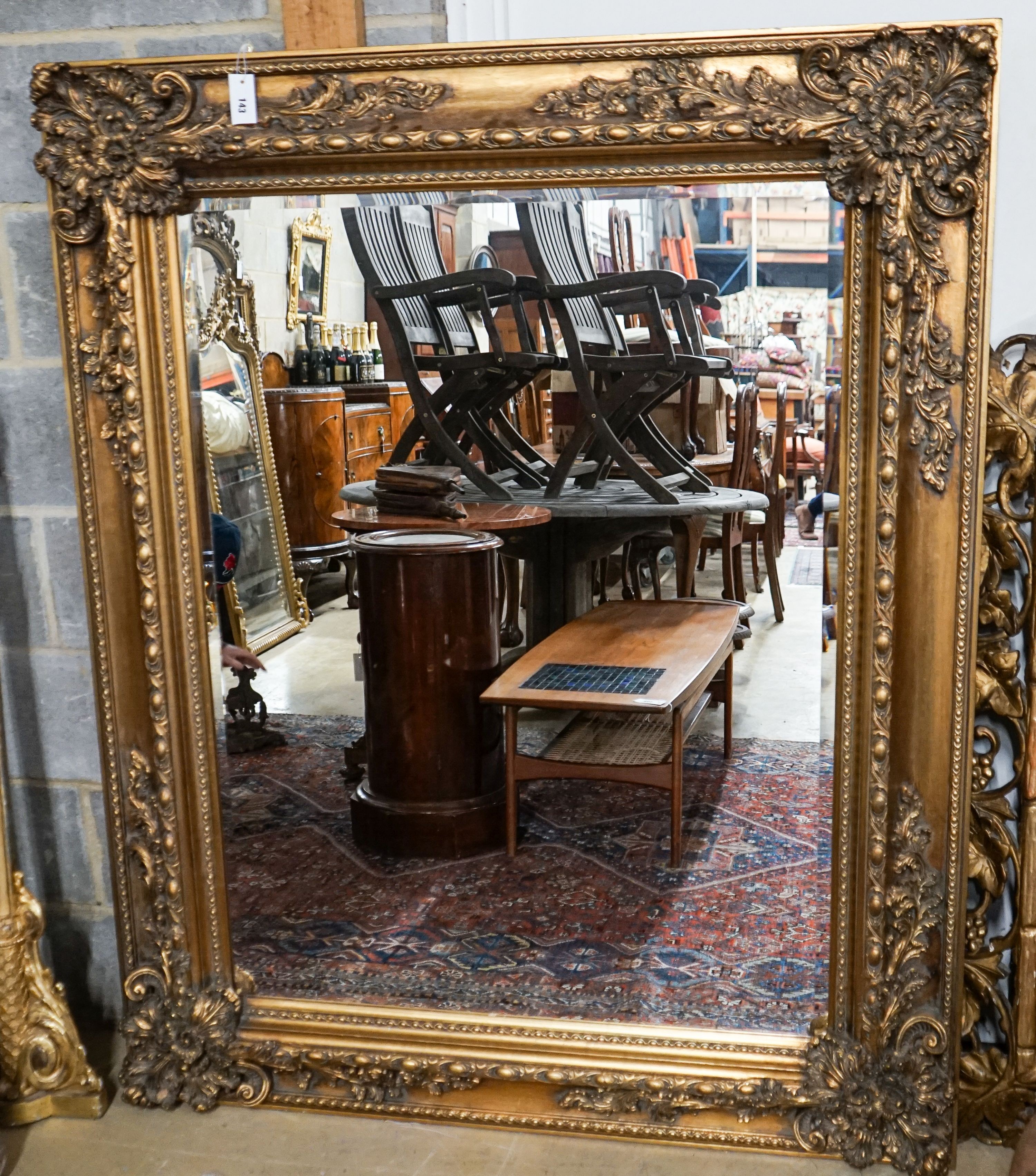 A large Victorian style gilt framed rectangular wall mirror, width 128cm, height 157cm